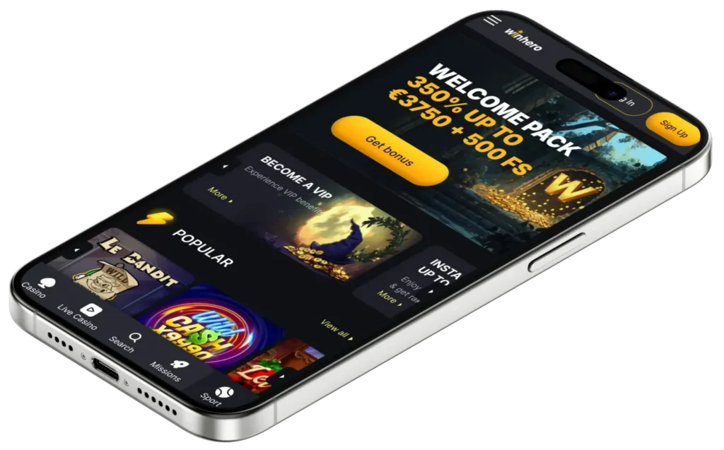 Winhero Casino App-Screenshot